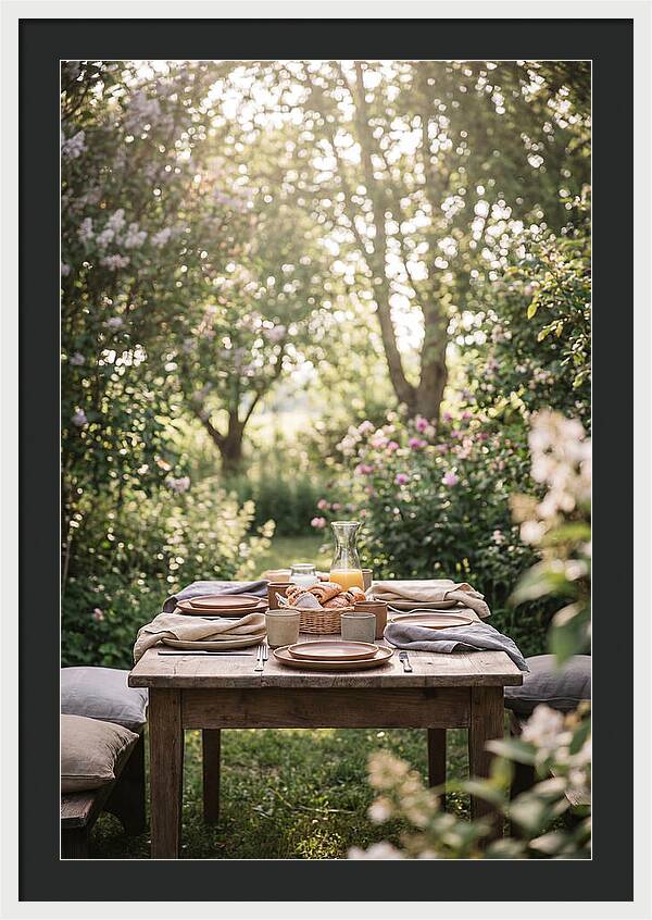 Summer Breakfast Table In Garden