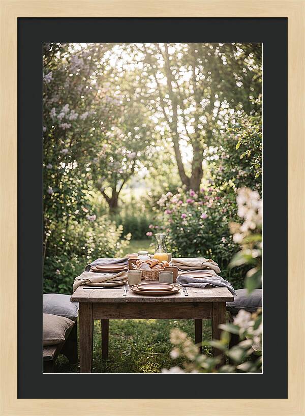 Summer Breakfast Table In Garden