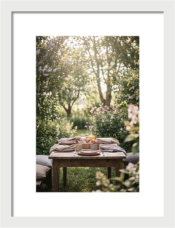 Summer Breakfast Table In Garden