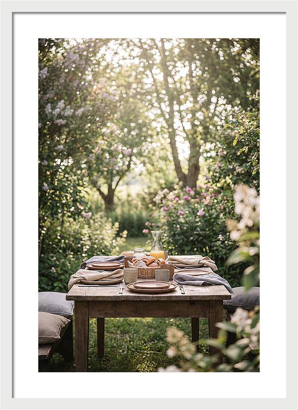 Summer Breakfast Table In Garden
