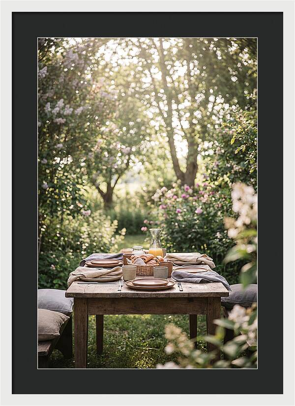 Summer Breakfast Table In Garden