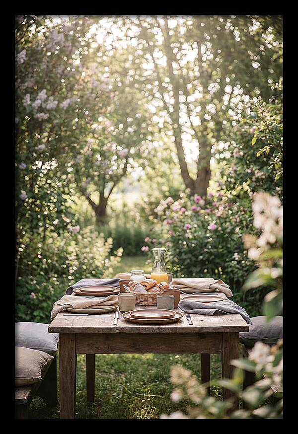 Summer Breakfast Table In Garden