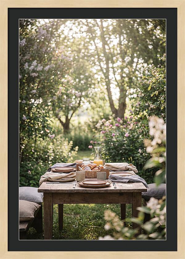 Summer Breakfast Table In Garden