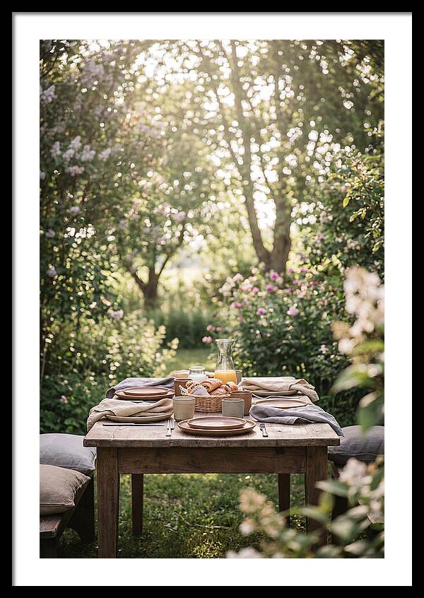 Summer Breakfast Table In Garden
