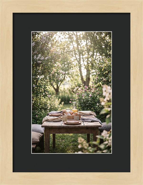 Summer Breakfast Table In Garden