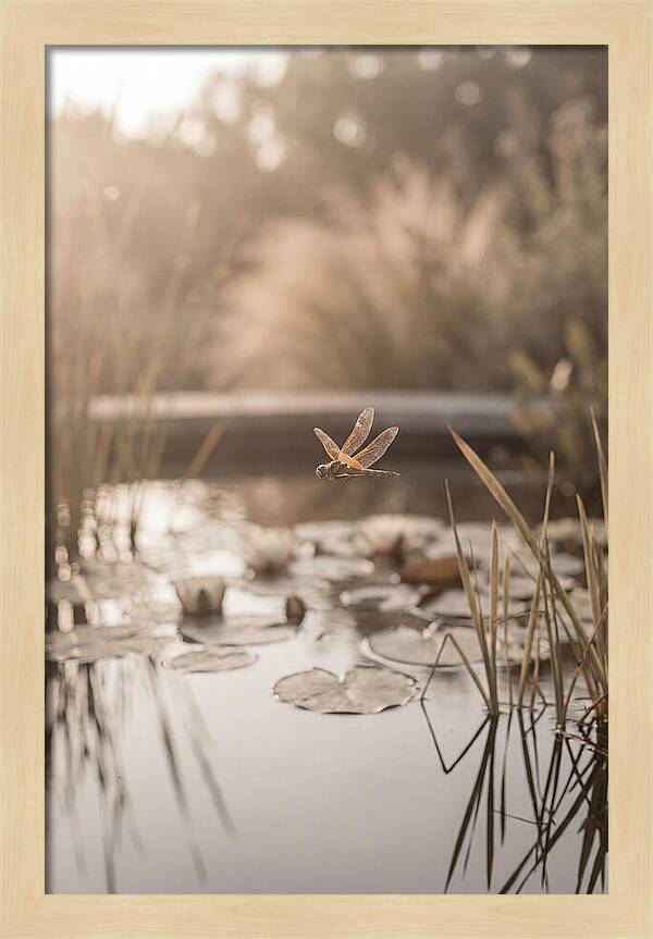 Summer Dragonfly Over Water