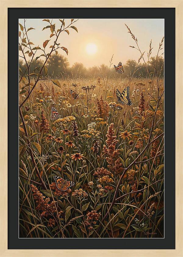 Summer Flower Meadow With Butterflies