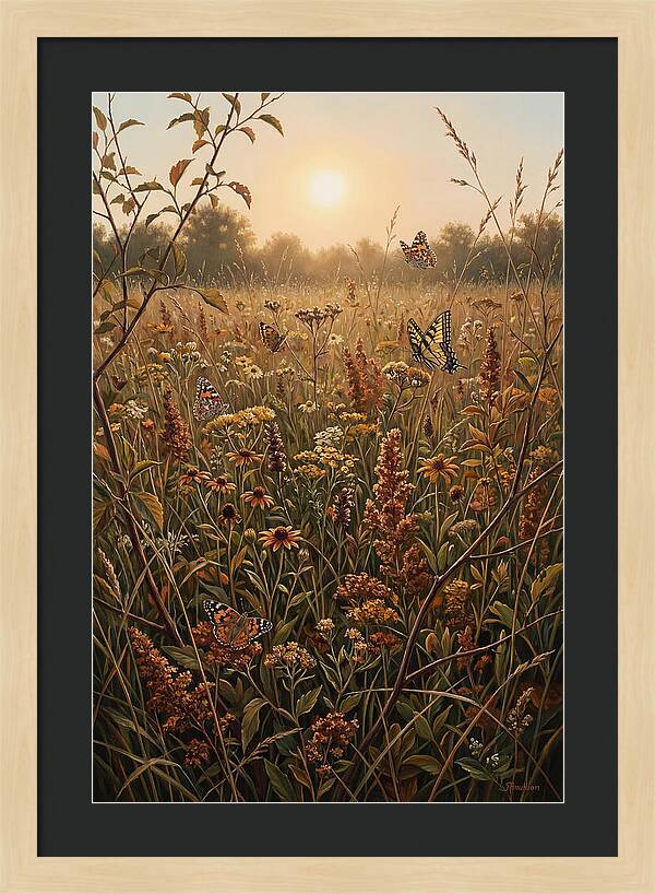 Summer Flower Meadow With Butterflies