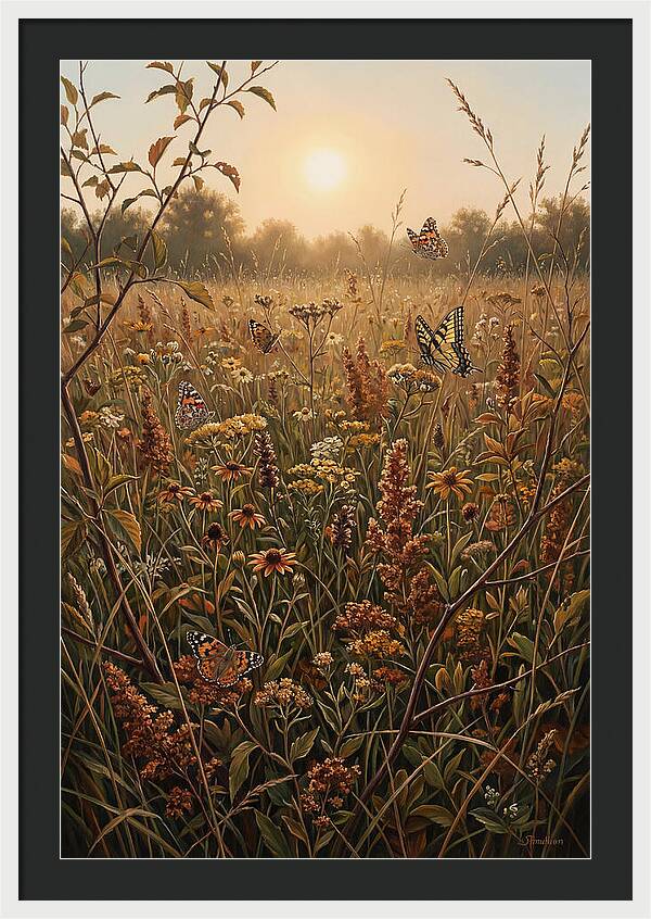 Summer Flower Meadow With Butterflies