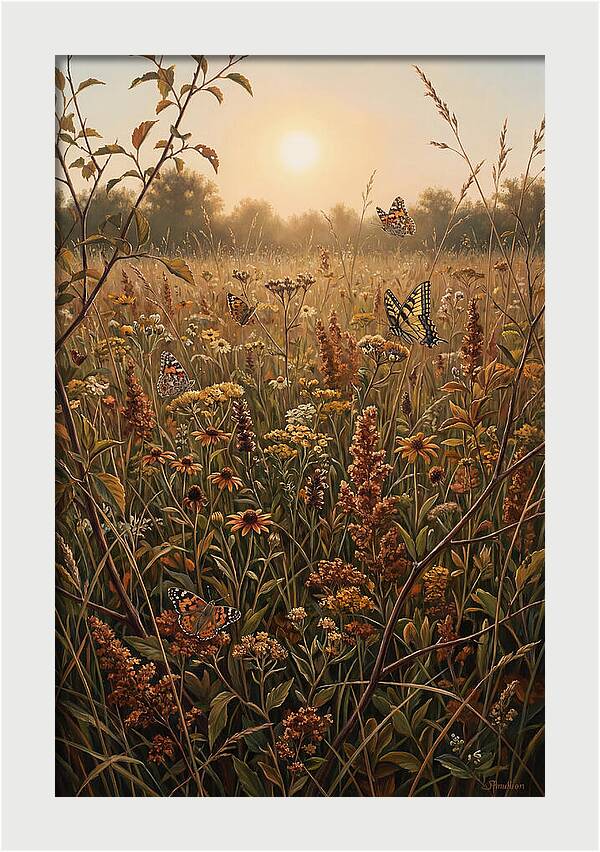 Summer Flower Meadow With Butterflies