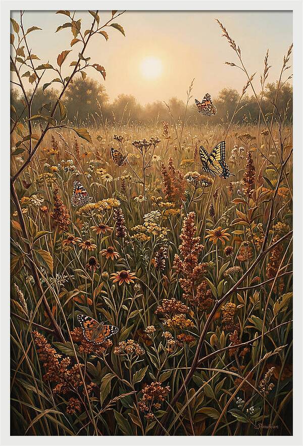 Summer Flower Meadow With Butterflies