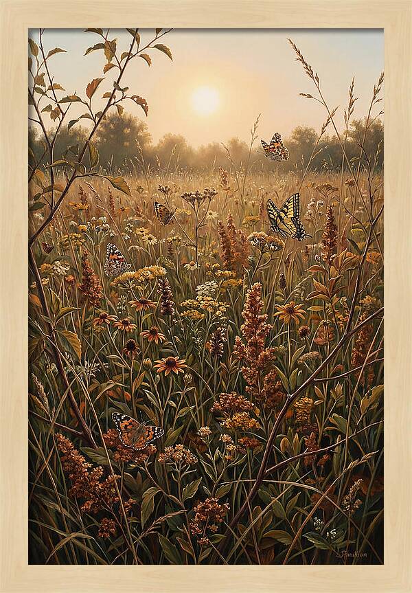 Summer Flower Meadow With Butterflies