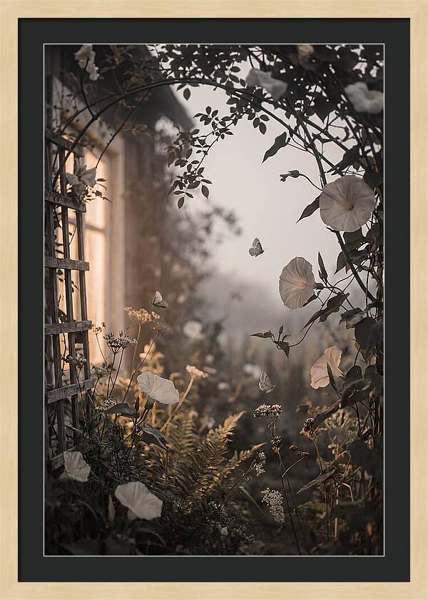 Summer Night Garden With Moths And Moon