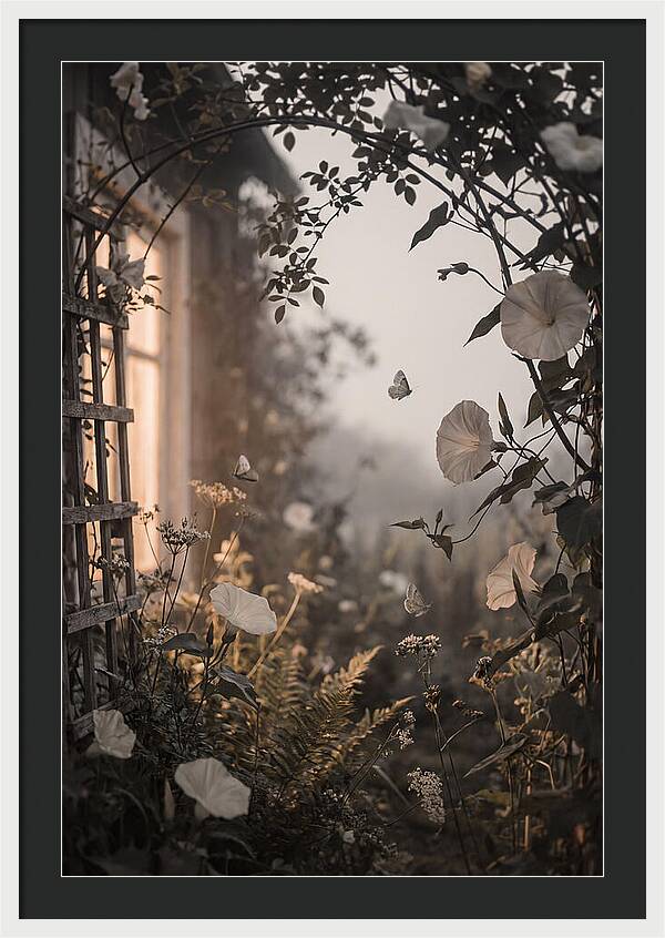 Summer Night Garden With Moths And Moon
