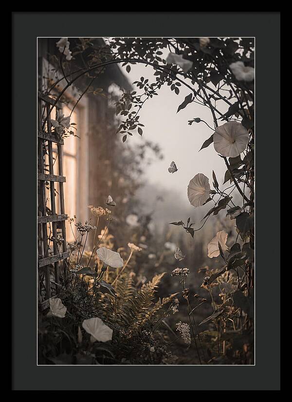 Summer Night Garden With Moths And Moon