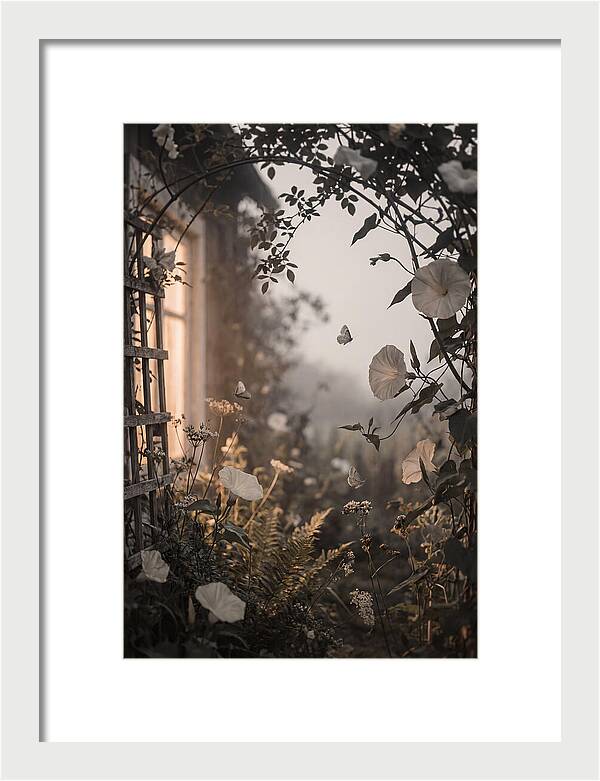 Summer Night Garden With Moths And Moon