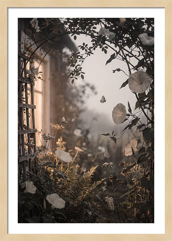 Summer Night Garden With Moths And Moon