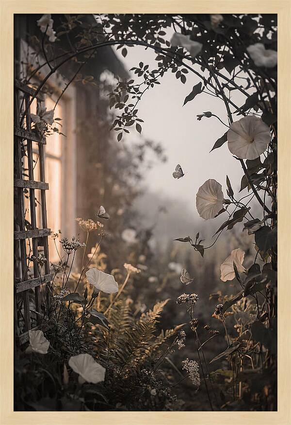 Summer Night Garden With Moths And Moon