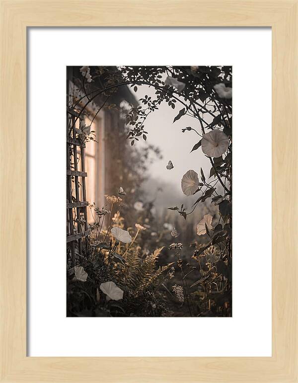 Summer Night Garden With Moths And Moon