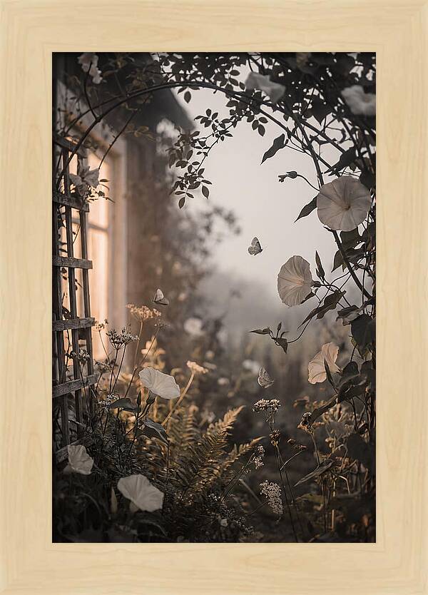 Summer Night Garden With Moths And Moon
