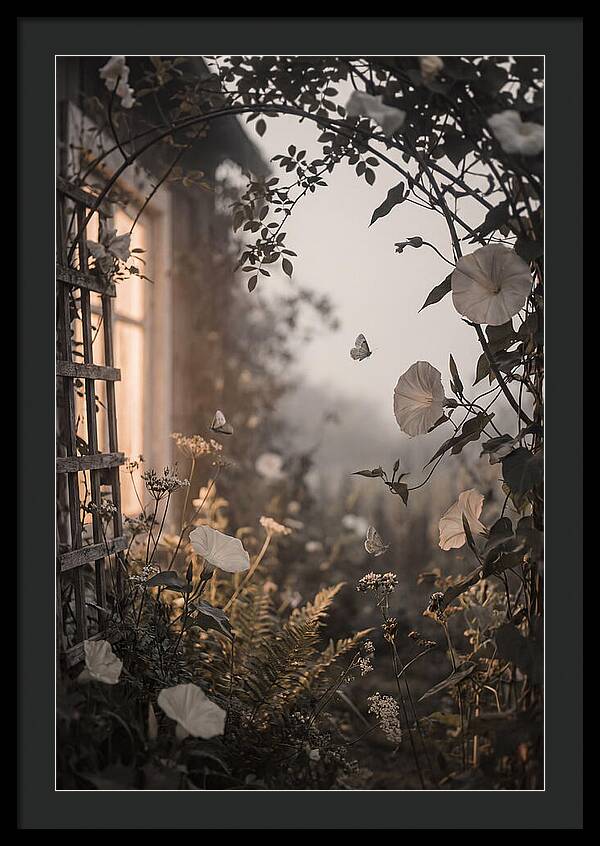 Summer Night Garden With Moths And Moon