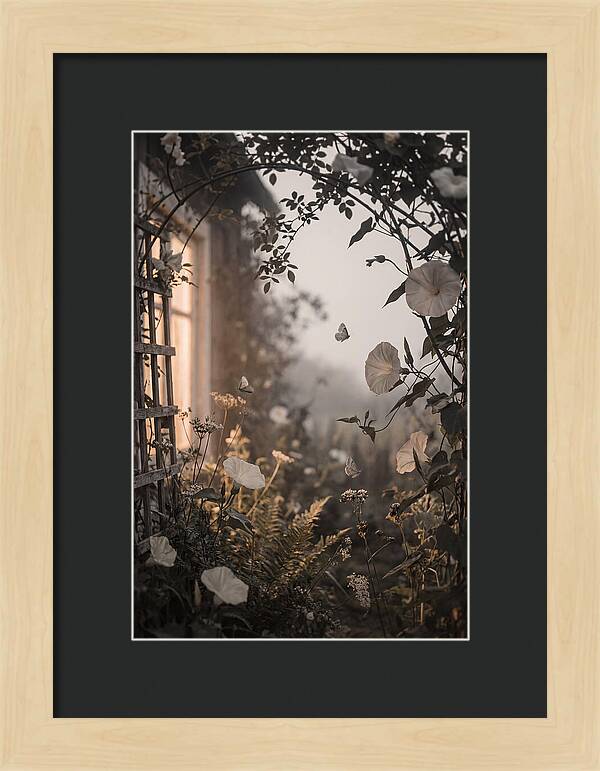 Summer Night Garden With Moths And Moon