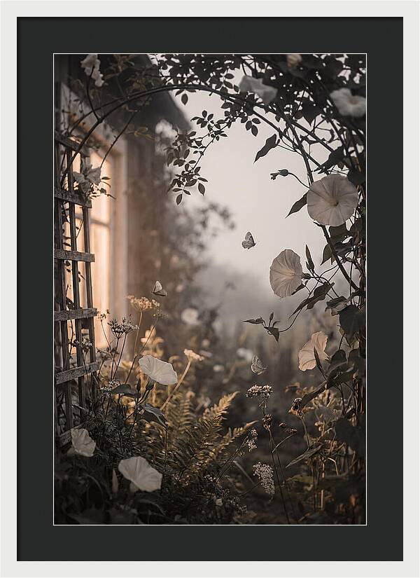 Summer Night Garden With Moths And Moon