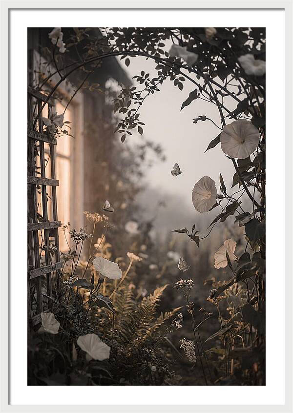Summer Night Garden With Moths And Moon