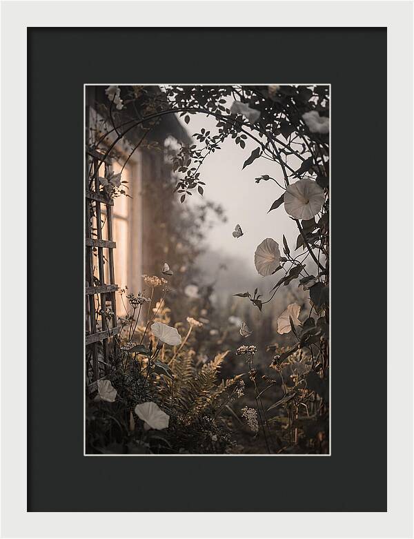 Summer Night Garden With Moths And Moon