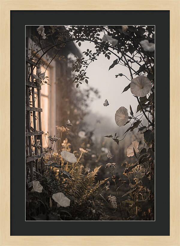 Summer Night Garden With Moths And Moon
