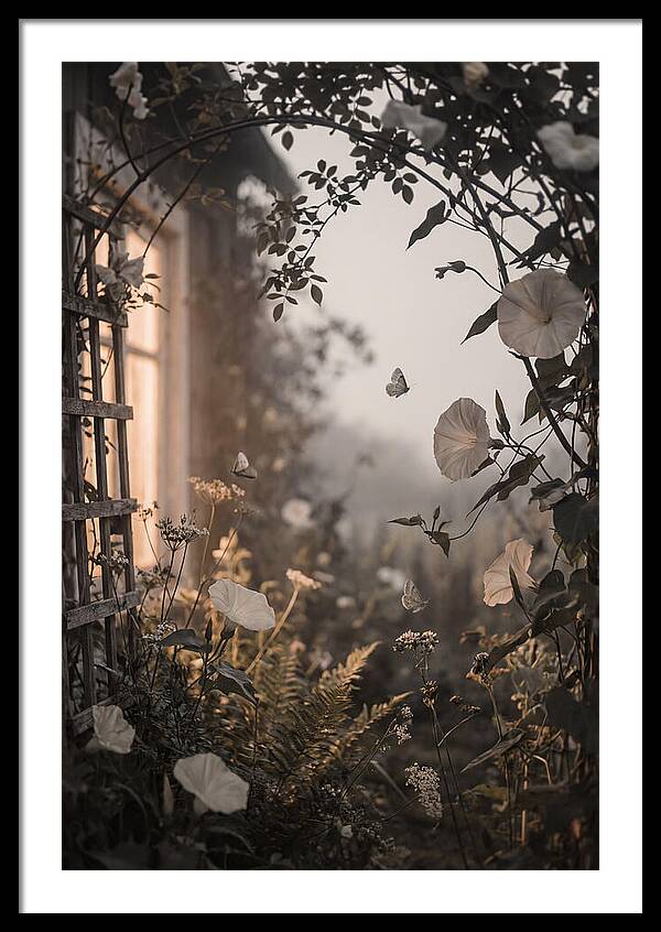 Summer Night Garden With Moths And Moon