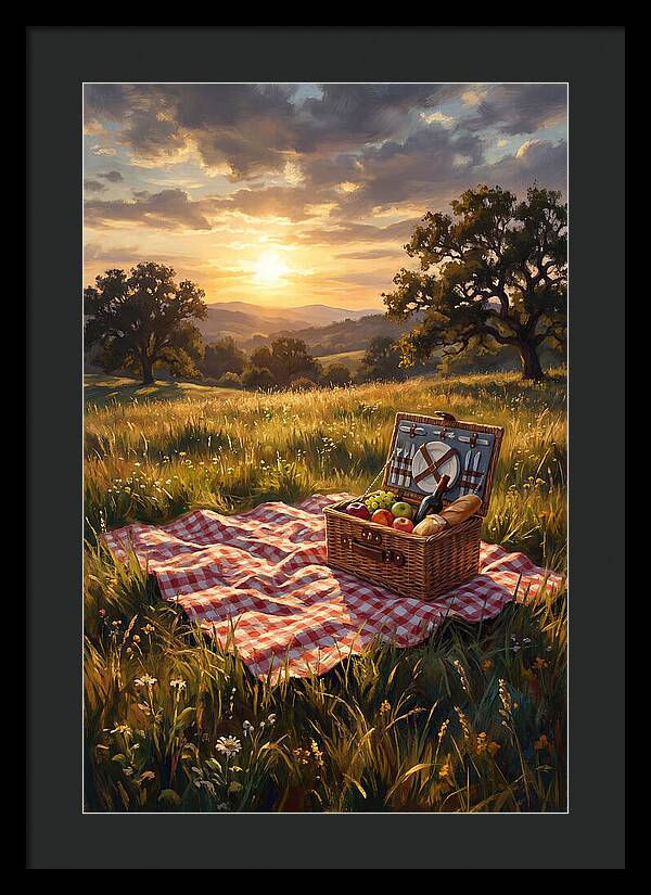 Summer Picnic Basket At Sunset