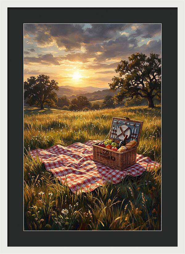 Summer Picnic Basket At Sunset