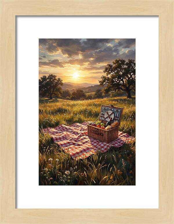 Summer Picnic Basket At Sunset