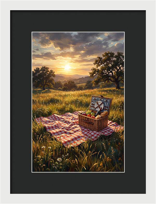 Summer Picnic Basket At Sunset