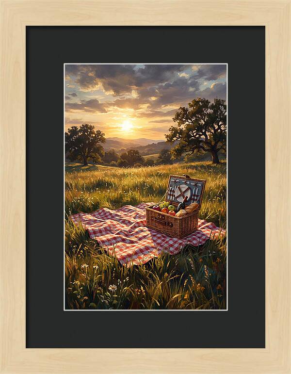 Summer Picnic Basket At Sunset