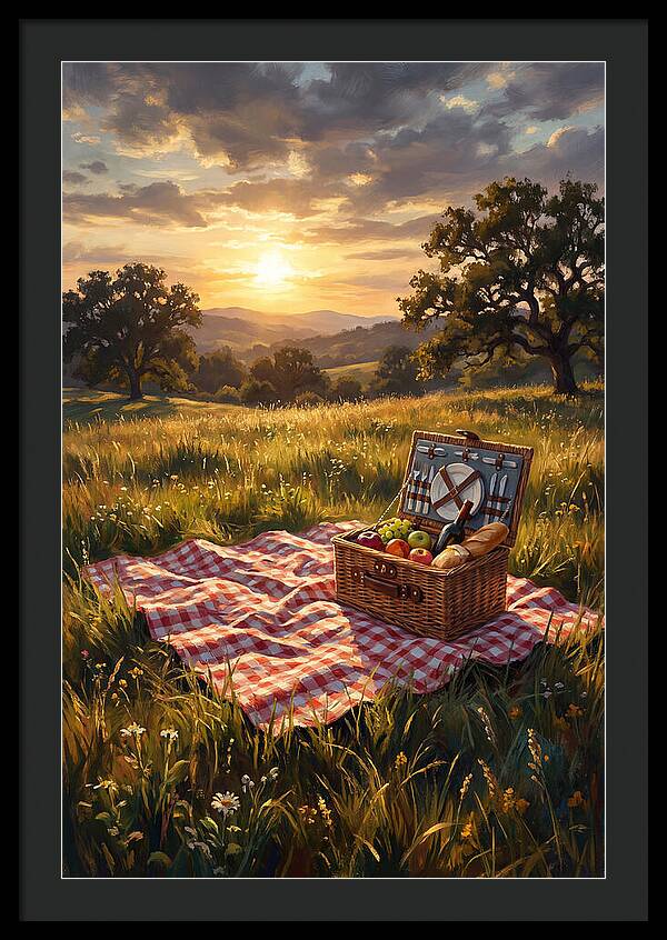 Summer Picnic Basket At Sunset