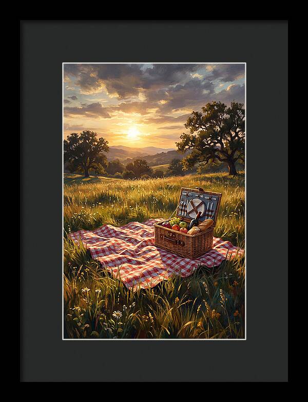 Summer Picnic Basket At Sunset