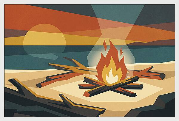Summer Sunset Bonfire On Beach
