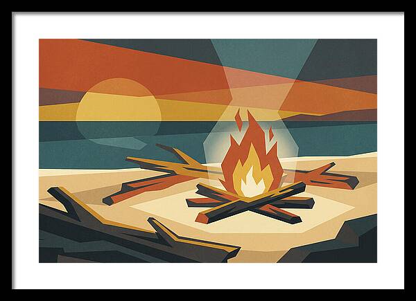 Summer Sunset Bonfire On Beach