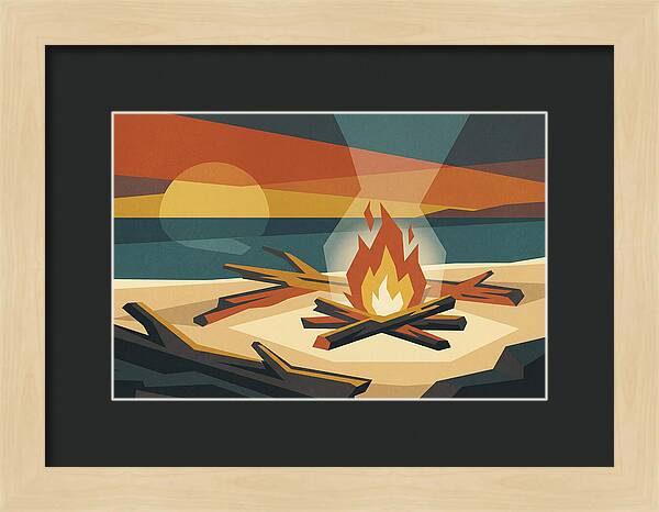 Summer Sunset Bonfire On Beach