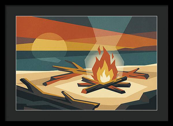 Summer Sunset Bonfire On Beach
