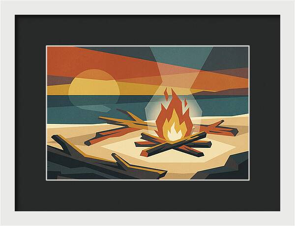 Summer Sunset Bonfire On Beach