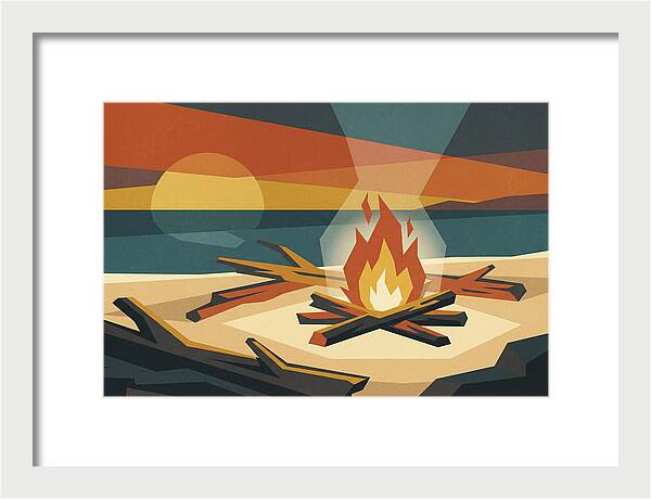 Summer Sunset Bonfire On Beach