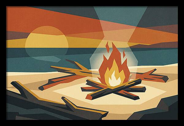 Summer Sunset Bonfire On Beach