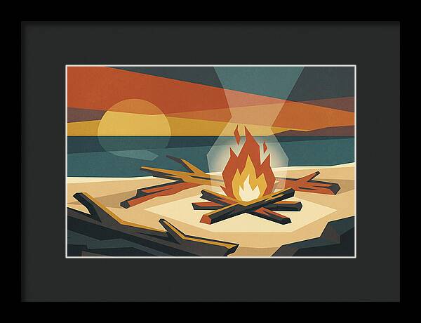 Summer Sunset Bonfire On Beach