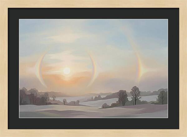 Sun Dog Halos Flanking Winter Sun