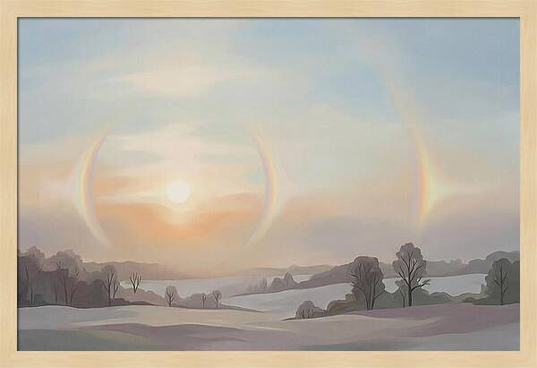 Sun Dog Halos Flanking Winter Sun