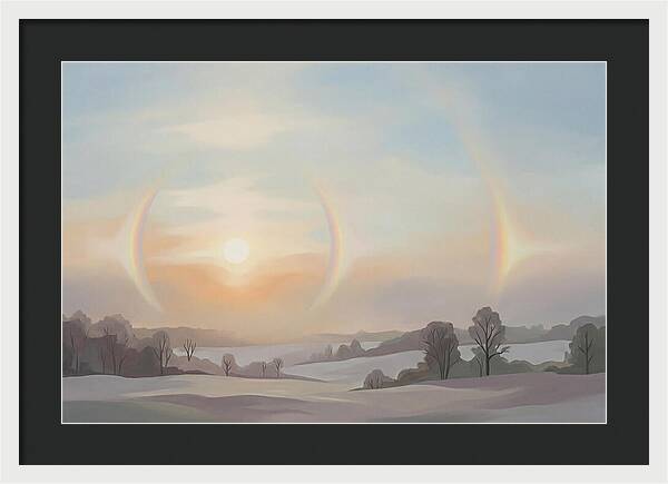 Sun Dog Halos Flanking Winter Sun