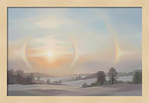 Sun Dog Halos Flanking Winter Sun